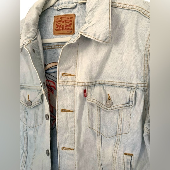 Levi's Ex Boyfriend Floral Embroidered Trucker Jacket Size XL EUC - Picture 5 of 12